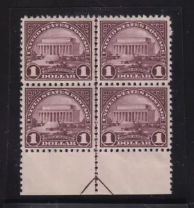 1917 Lincoln Memorial Sc 571 $1 MNH XF bottom arrow block of 4 CV $342 NH (BC - Picture 1 of 1