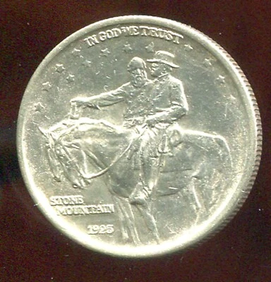 1925 P STONE MOUNTAIN MEMORIAL COMMERATIVE HALF DOLLAR CH BU (W874) 90% SILVER - Image 1 of 2