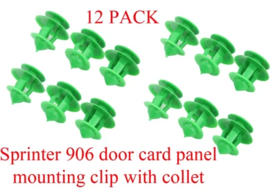 Mercedes Benz Sprinter interior door panel clip green with collet 12 pack - Image 1 of 3