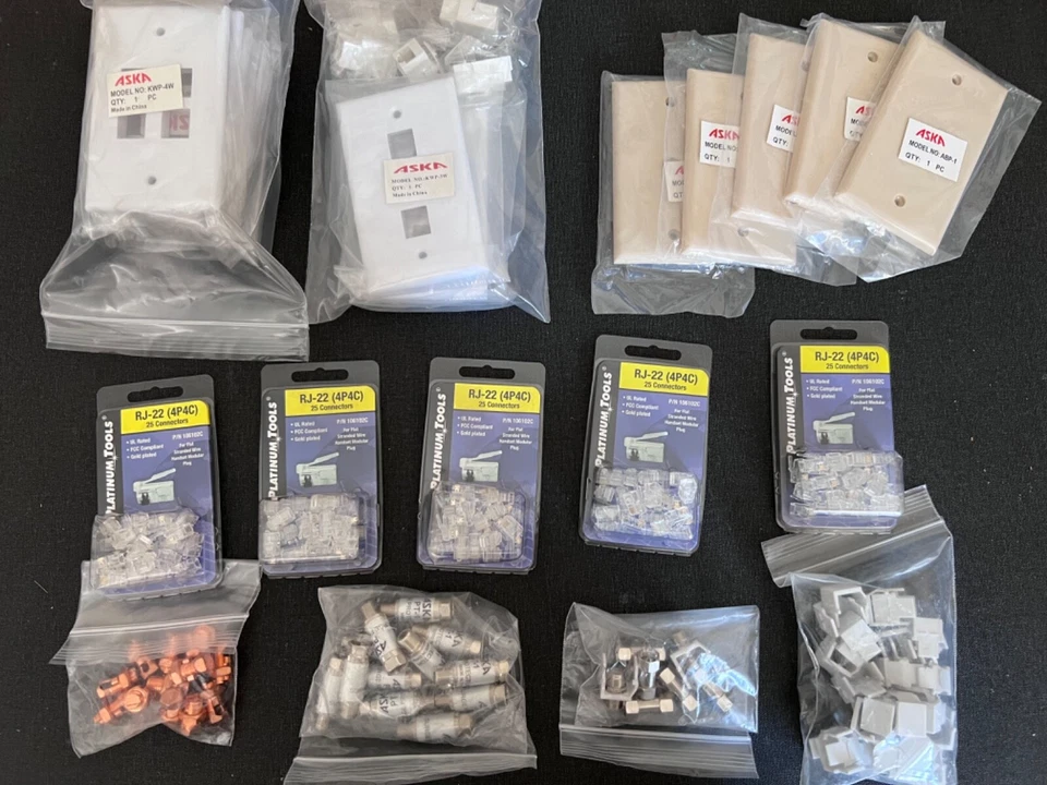 Lote de Componentes Platino Herramientas RJ-22 (4P4C) Aska Placas de Pared KWP-3W PT-1 Foto 1 de 1