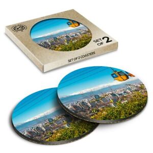 2 x Boxed Round Coasters - Cable Cars San Cristobal Hill Chile  #44495