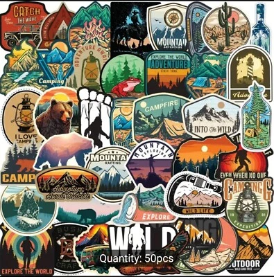 10 peças adesivos caminhada acampamento ao ar livre aventura 2 NOVO EM FOLHA - Imagem 1 de 4