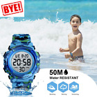 Kids Waterproof Digital Sport Watch Boys Girls Alarm Wristwatch Led Watches Aus