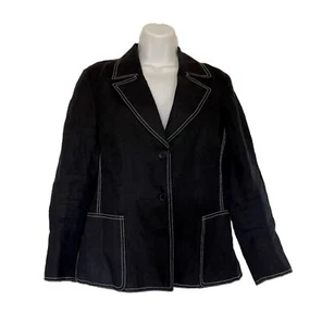 Talbots Petite Irish Linen Blazer Jacket With Decorative Topstitching Size 6P - Picture 1 of 7