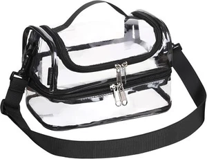 Clear Lunch Bag Reusable Tote Shoulder See Through Transparent - Picture 1 of 3