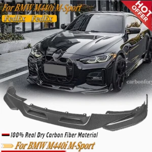 For BMW G22 G23 M440i M-Sport 2021+ Front Bumper Lip Splitter Real Carbon Fiber - Foto 1 di 11