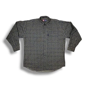 Chaps Ralph Lauren Men's Oxford Shirt Blue Geometric Long Sleeve Cotton Pocket L - Foto 1 di 12