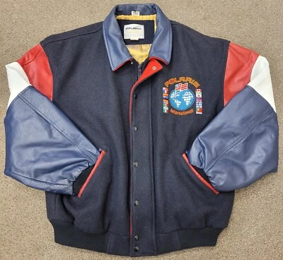 Vintage Polaris International Snowmobile Wool & Leather Coat Jacket Size Large - Image 1 of 4