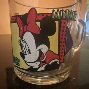 Taza de vidrio transparente vintage de Mickey y Minnie Mouse de Disney - Imagen 1 de 3