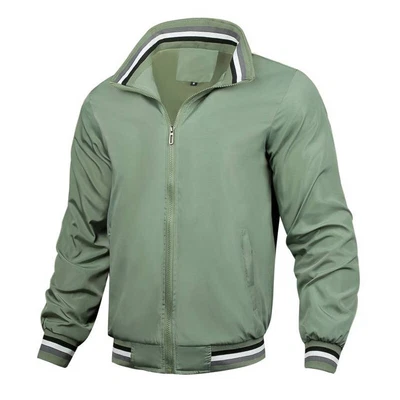 Men's Casual Pockets Jacket Plain Long Sleeve Zipper Coat Outerwear S-3XL - Image 1 of 4