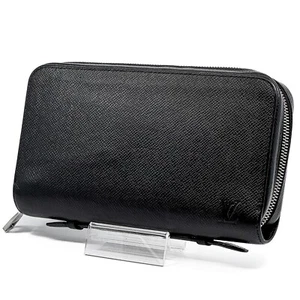 LOUIS VUITTON Taiga Zippy Wallet XL Organizer Clutch Noir M44275 Used - Picture 1 of 24