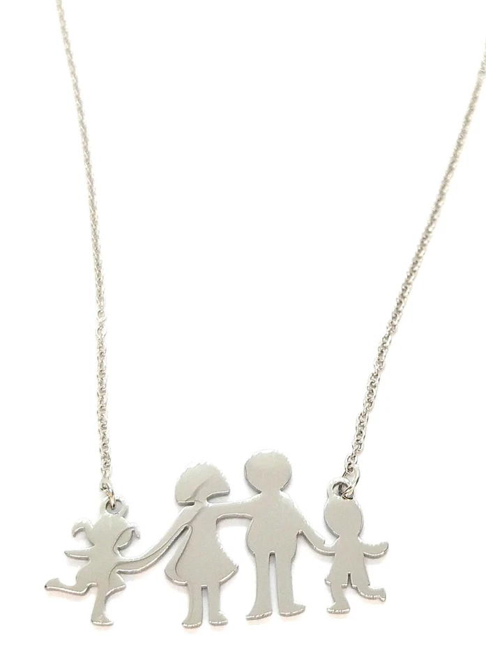 COLLANA FAMIGLIA FIGLI BAMBINO BAMBINA PAPA' MAMMA CIONDOLO ACCIAIO 316L  - Immagine 1 di 1