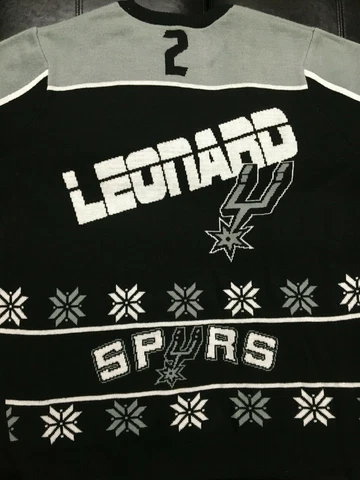 San Antonio Spurs SAS Kawhi Leonard #2 Ugly Christmas Sweater Men's Large USED Cover