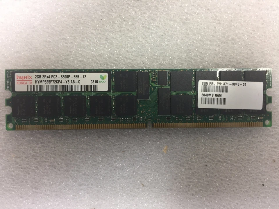 HYNIX 2GB PC2-5300P-555-12 HYMP525P72CP4-Y5-AB-C 371-3846-01 - Image 1 of 1