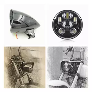 5 3/4" gloss black LED daymaker bullet headlight Harley Sportster Chopper Bobber - Bild 1 von 9