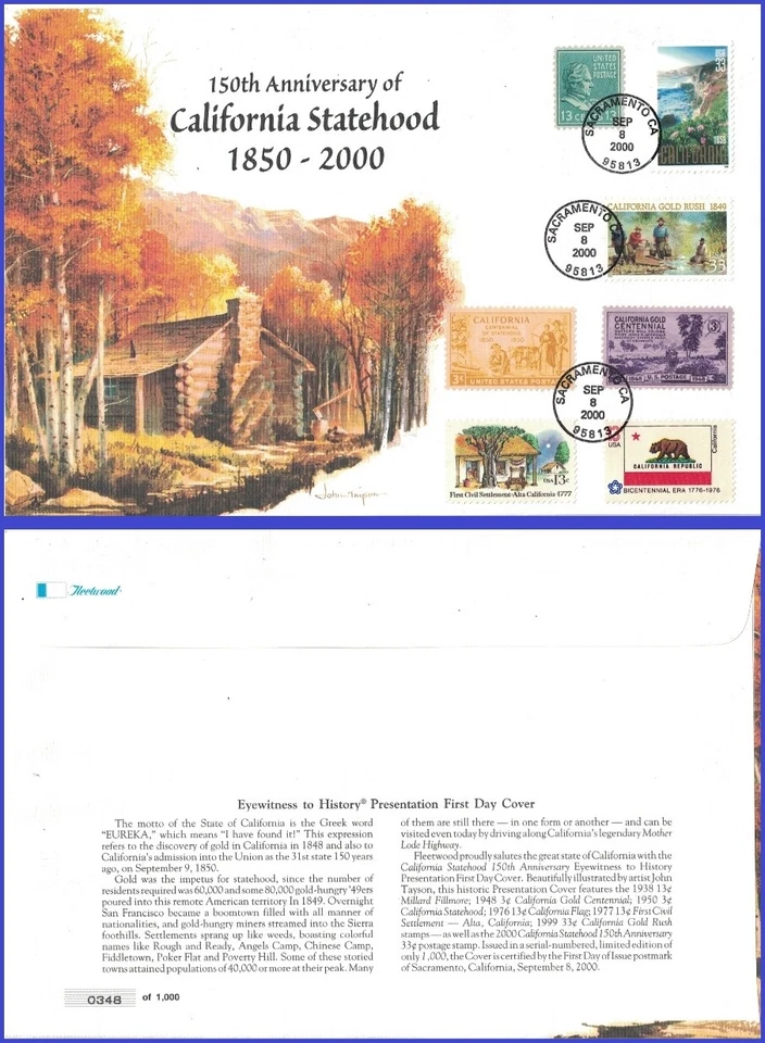USA5 #3316 U/A FLEETWOOD FDC Combo7  California Gold Rush - Image 1 of 1