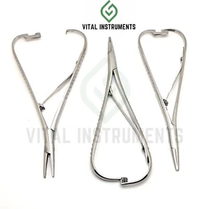 3 Porta Aghi Dentale Mathieu Mezza Punta Molla Singola Strumento Acciaio Inox - Foto 1 di 3