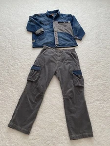 Akademiks Denim Jacket Jeans 40 Cargo Pants Set Suit Baggy Y2K VTG Hip Hop XXXL - Picture 1 of 15