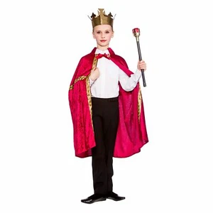 Childrens Unisex Deluxe Burandy King / Queen Robe & Crown Fancy Dress Costume - Picture 1 of 1