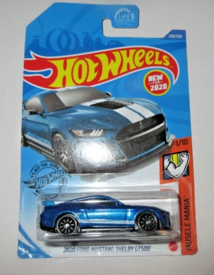 NIP~HOT WHEELS-MATTEL-CARD-2020 Ford Mustang Shelby GT 500-B/W-Muscle Mania1/10 - Image 1 of 4