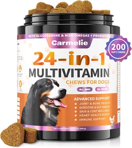 24 in 1 Dog Multivitamin Supplements - 200 Chewable - Senior Puppy Natural Dog V - Picture 1 of 12