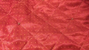 Red Christmas Quilted Fabric for Blanket Throw Quilt Metal Beads 80" x 40" F2855 - Picture 1 of 3