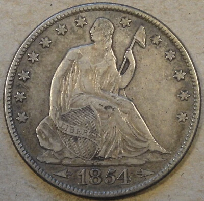 1854-O Arrows Seated Liberty Half 50c XF Nice Original Coin  - Image 1 of 2