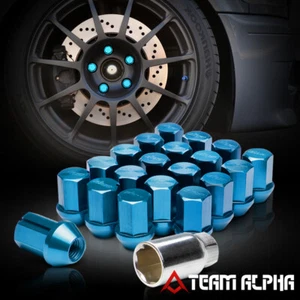 16+4 Key Lock 12mmx1.25 {FLATTOP CAPPED} Light Blue Aluminum Tuner Rim Lug Nut - Picture 1 of 2
