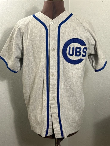 Chicago Cubs Jersey Vintage Empire Gray Blue C Heavy Cotton Mens Large EUC NM+ Cover