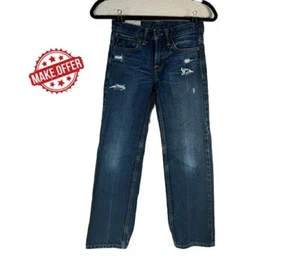 Abercrombie & Fitch Distressed Boys Jeans Low Rise Slim Boot Cut Denim Youth 10 - Picture 1 of 4