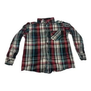 Camisa con botones a cuadros Wonderkids para niños roja/negra/blanca de algodón talla 4T - Imagen 1 de 4