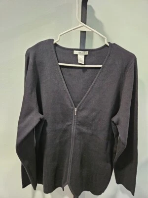 Suéter Jillian Jones Cremallera Negro Talla 3X 100% Algodón Cuello en V Manga Larga Foto 1 de 4