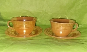 2 Sets Fire King Peach Lustre Cups And Saucers - Picture 1 of 14