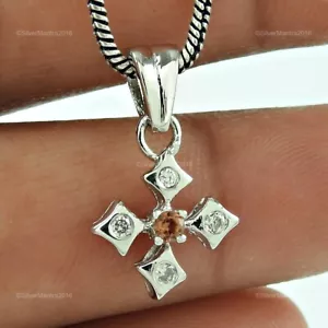 Rotondo Naturale Zircone Cubico 925 Argento Sterling Dicembre Lunetta Pendente - Foto 1 di 4