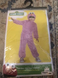 Pink Elmo Sesame Street Monster Fancy Dress Up Halloween Child Costume Fur 2T - Picture 1 of 5
