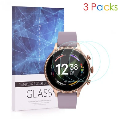 3 Packs Tempered Glass Screen Protector Film Cover for Fossil Gen 6 (42mm Ver.) - Image 1 of 4