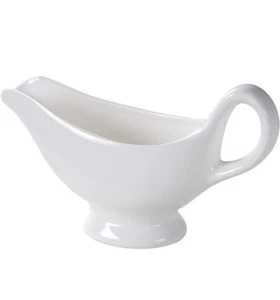 Beautiful White Ceramic Gravy Boat - Trip Dock : 11 oz - Picture 1 of 5