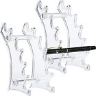 2 Pieces Plastic Pen Holder Stand 6-Slots Pen Display Stand Makeup Brush Rack Or