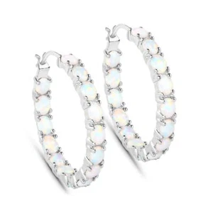 1.04 Ct Opal Prong Earrings 925 Solid Sterling Silver - Picture 1 of 4