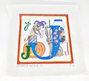 Handgemalte Nadelspitze Leinwand Kreativnadel - Alphabet Buchstabe J - Bild 1 von 4