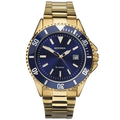 Sekonda Watch 1516 Mens Gold Plated Blue Dial RRP £69.99 - Image 1 of 2