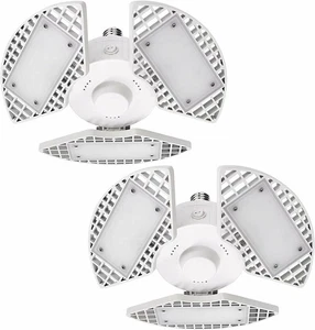 Luxrite 2-Pack LED Garage Light 80W 8000 Lumens Deformable 5000K Bright White - Picture 1 of 6