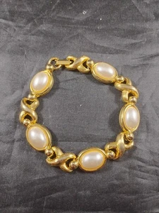 Vintage Armband goldfarben ovale Perlen - Bild 1 von 7