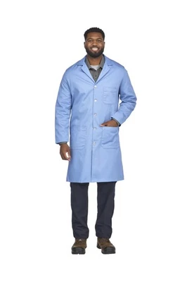 Bulwark Flame Resistant 7oz Cotton Lapel Collar Lab Coat Small Light Blue - Image 1 of 4