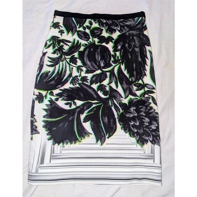 Peter Pilotto Erin Canopy Floral Pencil Skirt Back Slit Lined Cream Purple Sz 6 - Image 1 of 4