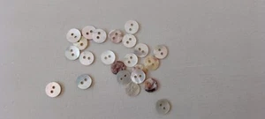 tiny 2-hole pretty Shell/Natural buttons, 8mm diametre X 10 - Picture 1 of 2
