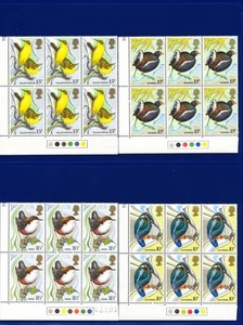 1980 SG1109-1112 10p-15p British Birds Set (4) Ampelblöcke (6) postfrisch lced - Bild 1 von 2