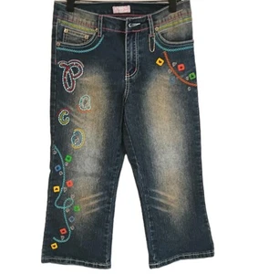 Paco Girl Jeans Size 14 Embroidered Bling Faded W 27" In 28" - Picture 1 of 12
