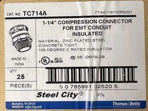 T&B/Steel City (Box Of 25) TC714A 1-1/4" Compression Connectors - Picture 1 of 3
