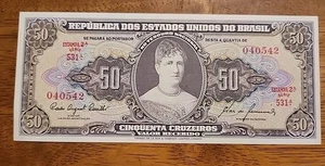 Brazil PK #161c ND(1954-1961) 50 Cruzeiros Uncirculated Banknote - Picture 1 of 2